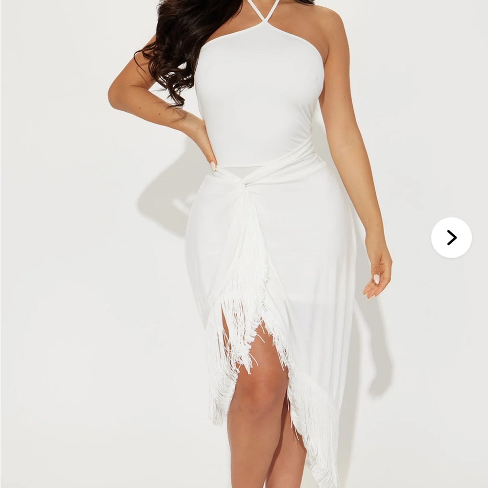 Elegant White Fringe Dress